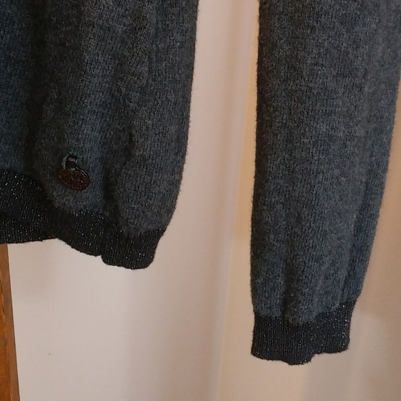 Maison Scotch Wool Blend Gray Pullover Sweater Blouse Long Sleeves Size 2 Sequin - Picture 7 of 16
